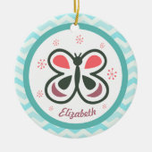 Modern Butterfly Personalized Chevron Kinder Gift Keramisch Ornament (Voorkant)