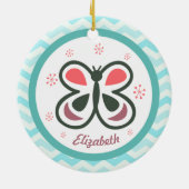Modern Butterfly Personalized Chevron Kinder Gift Keramisch Ornament (Achterkant)