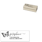 Modern Butterfly Script-retouradres Rubberstempel (Gestempeld)