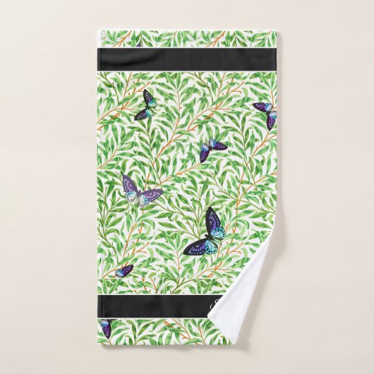 Modern Butterfly Stylish Blue Monogram Bad Handdoek (Handdoek)