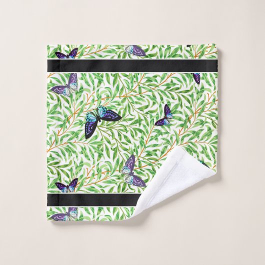 Modern Butterfly Stylish Blue Monogram Bad Handdoek (Wasdoekje)