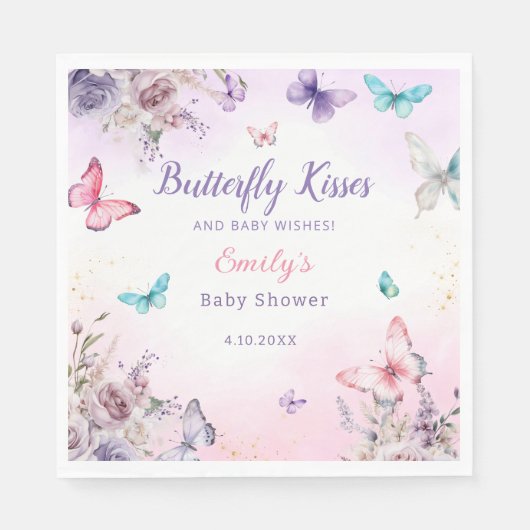 Modern Butterfly waterverf bloemenbaby shower Servet (Voorkant)