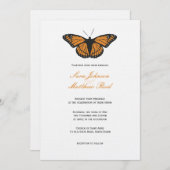 Modern Butterfly Wedding Invitation - Sinaasappel Kaart (Voorkant / Achterkant)