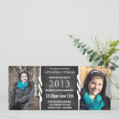 Modern BW-kalkbord 2 Foto Afstudeerder Party Kaart (Staand voorkant)