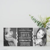 Modern BW-kalkbord 2 Foto Afstudeerder Party Kaart (Staand voorkant)