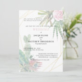 Modern Cacti Tropical Parents Wedding Matte Kaart (Staand voorkant)