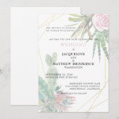 Modern Cacti Tropical Parents Wedding Matte Kaart (Voorkant / Achterkant)