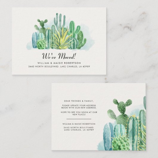 Modern Cacti we hebben adresaankondiging verplaats Notitiekaartje (Voorkant / Achterkant)