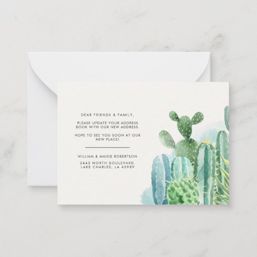 Modern Cacti we hebben adresaankondiging verplaats Notitiekaartje (Achterkant)