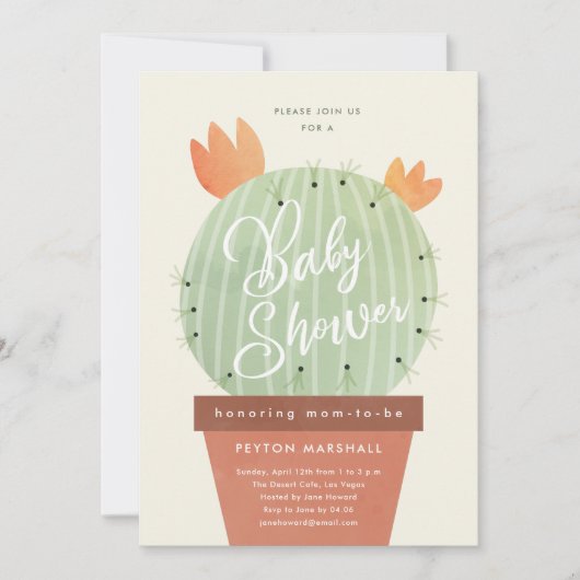 Modern Cactus Baby shower Kaart (Voorkant)