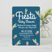 Modern Cactus Border Fiesta Baby shower Kaart (Staand voorkant)