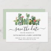 Modern Cactus Cacti Succulent Floral South Wedding Save The Date (Voorkant / Achterkant)