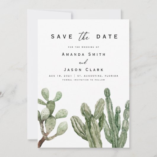 Modern Cactus Desert Boho redt de datum van het hu Kaart (Voorkant)