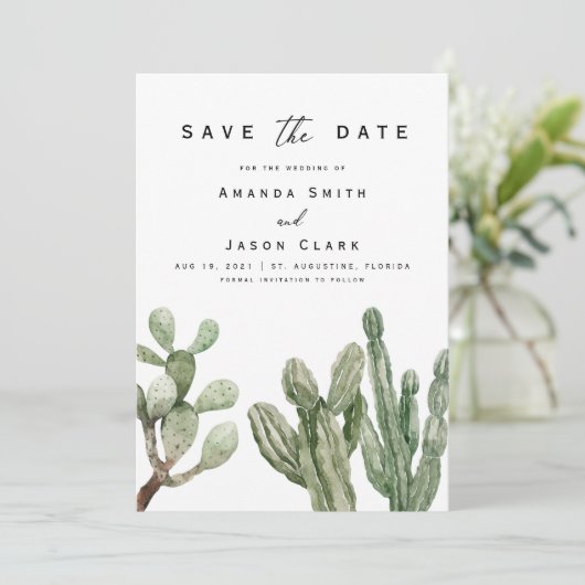 Modern Cactus Desert Boho redt de datum van het hu Kaart (Staand voorkant)
