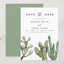 Modern Cactus Desert Boho redt de datum van het hu Kaart