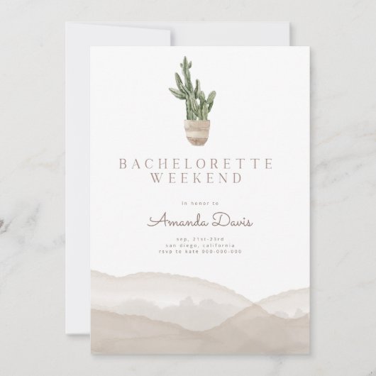 Modern Cactus Desert Western Bachelorette Weekend  Kaart (Voorkant)