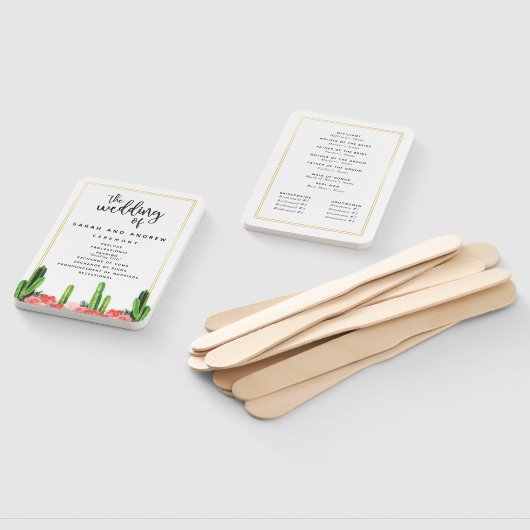 Modern Cactus en Floral Wedding Program Handwaaier (Niet-gemonteerd)