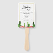 Modern Cactus en Floral Wedding Program Handwaaier (Voorkant)