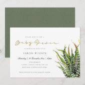 MODERN CACTUS FLORAL GARDEN WATERVERF BABY SHOWER KAART (Voorkant / Achterkant)