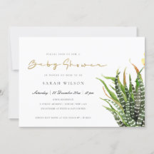 MODERN CACTUS FLORAL GARDEN WATERVERF BABY SHOWER