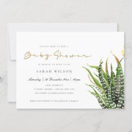 MODERN CACTUS FLORAL GARDEN WATERVERF BABY SHOWER KAART