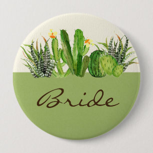 MODERN CACTUS FLORAL GARDEN WATERVERF BRIDE RONDE BUTTON 4,0 CM