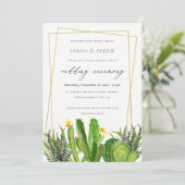 MODERN CACTUS FLORAL GARDEN WATERVERF WEDING KAART (Staand voorkant)