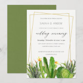 MODERN CACTUS FLORAL GARDEN WATERVERF WEDING KAART (Voorkant / Achterkant)