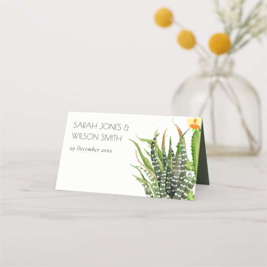 MODERN CACTUS FLORAL GARDEN WATERVERF WEDING PLAATSKAARTJE (Achterkant)