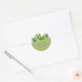 MODERN CACTUS FLORAL GARDEN WATERVERF WEDING RONDE STICKER (Envelop)