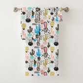 Modern Cactus Geometric Pattern Bad Handdoek (Insitu)