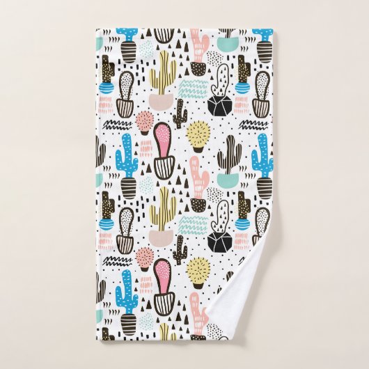 Modern Cactus Geometric Pattern Bad Handdoek (Handdoek)