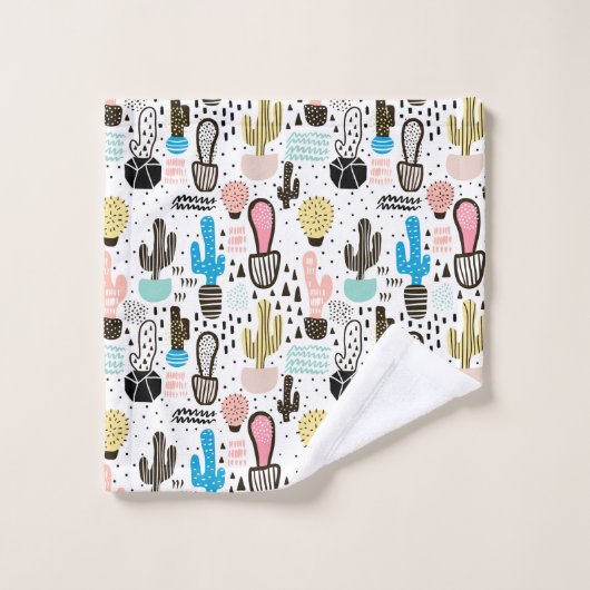 Modern Cactus Geometric Pattern Bad Handdoek (Wasdoekje)