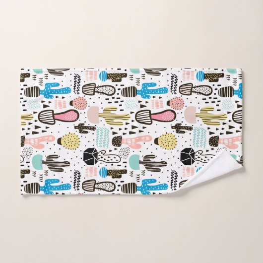 Modern Cactus Geometric Pattern Bad Handdoek (Handdoek)