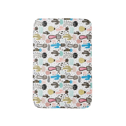 Modern Cactus Geometric Pattern Badmat (Voorkant Verticaal)
