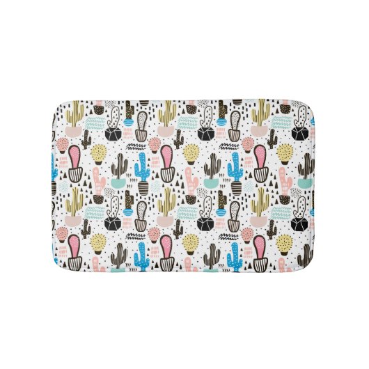 Modern Cactus Geometric Pattern Badmat (Voorkant)