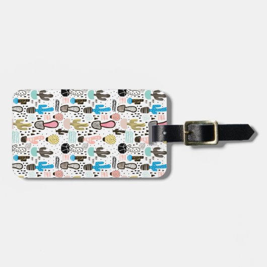 Modern Cactus Geometric Pattern Bagagelabel (Voorkant horizontaal)