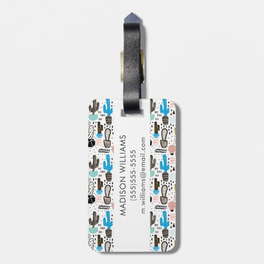 Modern Cactus Geometric Pattern Bagagelabel (Achterkant verticaal)