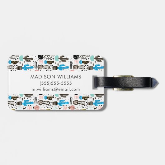 Modern Cactus Geometric Pattern Bagagelabel (Achterkant horizontaal)