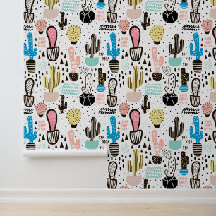 Modern Cactus Geometric Pattern Behang