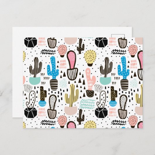 Modern Cactus Geometric Pattern Briefkaart (Voorkant / Achterkant)