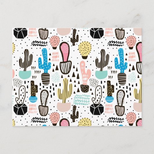 Modern Cactus Geometric Pattern Briefkaart (Voorkant)