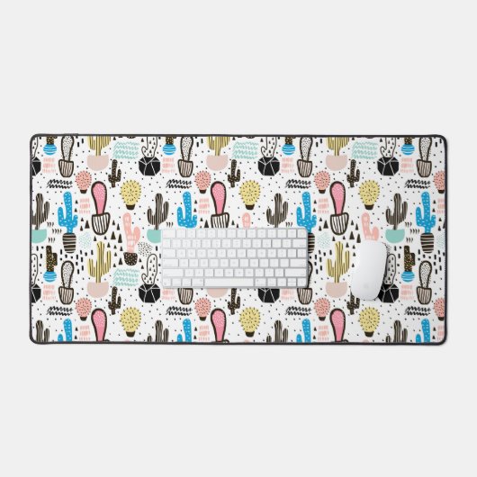 Modern Cactus Geometric Pattern Bureaumat (Keyboard & Muis)
