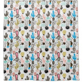 Modern Cactus Geometric Pattern Douchegordijn (Voorkant)