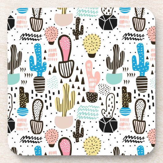 Modern Cactus Geometric Pattern Drankjes Onderzetter (Voorkant)