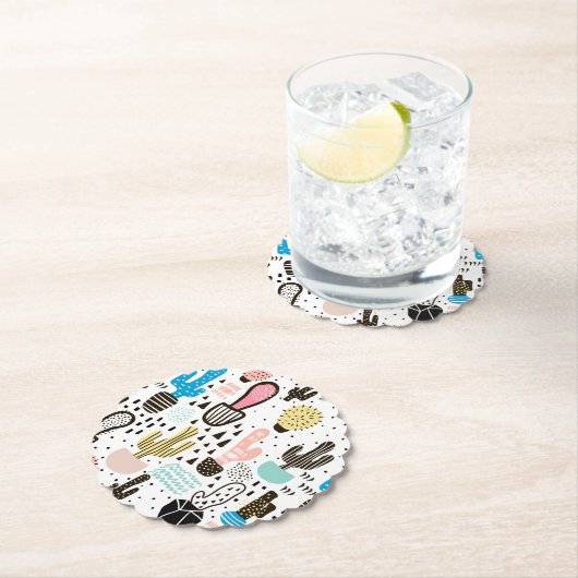 Modern Cactus Geometric Pattern Kartonnen Onderzetters (Insitu)