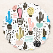 Modern Cactus Geometric Pattern Kartonnen Onderzetters (Voorkant)