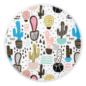 Modern Cactus Geometric Pattern Keramische Knop (Voorkant)