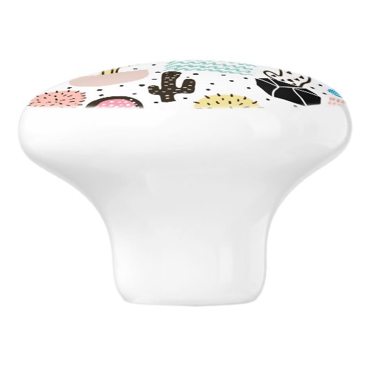 Modern Cactus Geometric Pattern Keramische Knop (Zijkant)