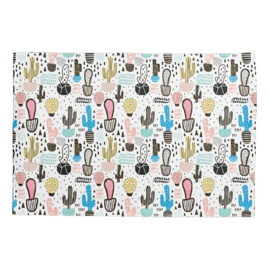 Modern Cactus Geometric Pattern Kussensloop (Achterkant-Links)